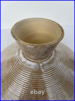 Rare Vintage 1960s Zanesville Ceramic Compote Stone Age Modern Homespun Bowl