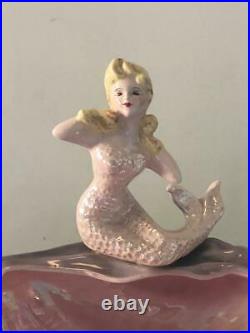 Rare Vintage Florence Ceramics Pasadena Figurine Mermaid Shell Bowl