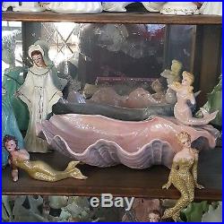 Rare Vintage Florence Ceramics Pasadena Figurine Mermaids with Shell Bowl Set