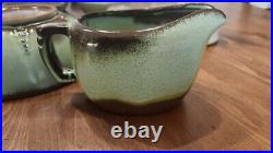 Rare Vintage Frankoma Prairie Green Turquoise Pottery Pitchers Bowls Serving Set