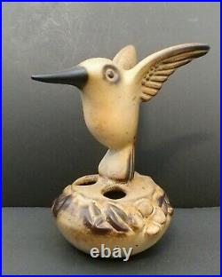 Rare Vintage Howard Pierce Ceramic Hummingbird Feeder/Flower Frog MCM