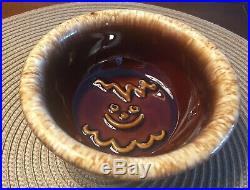 Rare Vintage Hull Brown drip pottery, Smiling Gingerbread Man Child's bowl