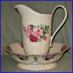 Rare Vintage Maryleigh Pottery Staffordshire England Large Pitcher & Basin