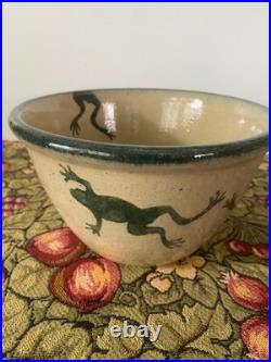 Rare Vintage Monroe Salt Works Pottery HTF Frog Serving or Mixing Bowl