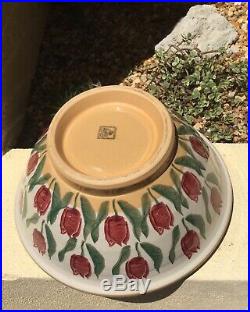 Rare Vintage Nicholas Mosse Pottery Ireland Brilliant Tulips Yelloware Bowl