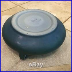 Rare Vintage Rookwood Pottery Blue Three Handled Low Form Bowl 1223