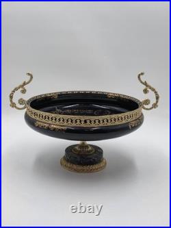 Rare Vintage Rostema Italy Limoge Hand Painted Footed Elevated Centerpiece Bowl