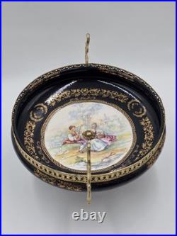 Rare Vintage Rostema Italy Limoge Hand Painted Footed Elevated Centerpiece Bowl