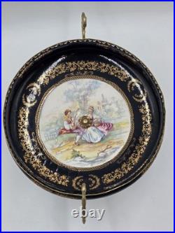 Rare Vintage Rostema Italy Limoge Hand Painted Footed Elevated Centerpiece Bowl