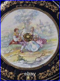 Rare Vintage Rostema Italy Limoge Hand Painted Footed Elevated Centerpiece Bowl