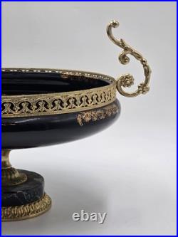 Rare Vintage Rostema Italy Limoge Hand Painted Footed Elevated Centerpiece Bowl