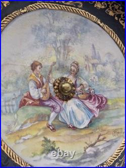 Rare Vintage Rostema Italy Limoge Hand Painted Footed Elevated Centerpiece Bowl