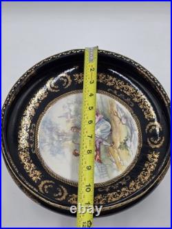 Rare Vintage Rostema Italy Limoge Hand Painted Footed Elevated Centerpiece Bowl