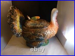 Rare large Turkey vintage SOUP TUREEN TURKEY BIRD LADDLE ITALY ITALIAN WOOZA