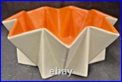 Red Wing Pottery Vintage Prismatique Bowl Model 790 Orange & White