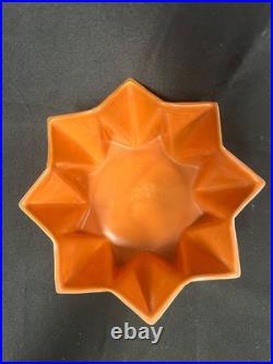 Red Wing Pottery Vintage Prismatique Bowl Model 790 Orange & White