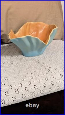 Retired Magnificence! -roseville Pottery Florane Iiline Sea Gorgeous Blue Bowl