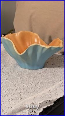 Retired Magnificence! -roseville Pottery Florane Iiline Sea Gorgeous Blue Bowl