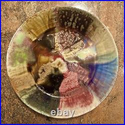 Retro Pottery Bowl Drip Glazed Signed Vintage 10