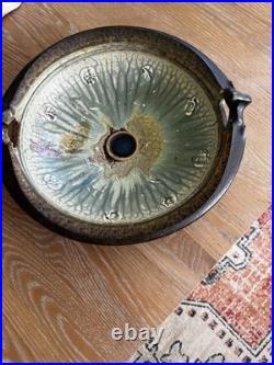 Richard Aerni Pottery Glazed Stoneware Large Bowl Handled & Footed Signed