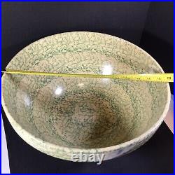 Robinson Ransbottom Pottery Spongeware Stoneware 15 Bowl 10 Qt Roseville Ohio