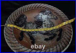 Rockhard Stallion Horse HUGE Charger Stoneware Pottery Art SIGNED Bowl Rock Hard