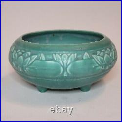 Rookwood Footed Bowl Water Lilies Aqua Arts & Crafts Style 1929 Molded #1351 5