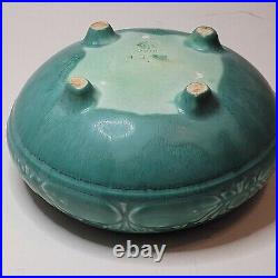 Rookwood Low BowlWater Lilies4 Footed Arts & Crafts 1929 Bowl Aqua Blue #1351