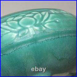 Rookwood Water Lily Footed Low Bowl Aqua Arts & Crafts Style 1929 Vtg #1351