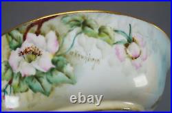 Rosenthal Hand Painted Signed Krumbiegel Wild Pink Roses Large Bowl Circa 1920s