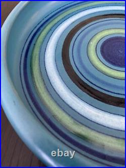 Rosenthal Netter Bitossi Pottery Vtg Italy Mid Century Modern Console Bowl Blue