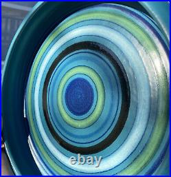 Rosenthal Netter Bitossi Pottery Vtg Italy Mid Century Modern Console Bowl Blue
