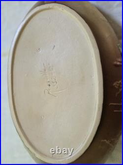 Roseville Art Pottery Oval Bowl Brown Green Floral Design Matte Finish Vintage