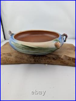 Roseville Art Pottery Pine Cone Handled Bowl Blue Console 6 351-6 original