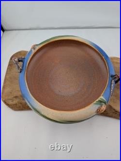 Roseville Art Pottery Pine Cone Handled Bowl Blue Console 6 351-6 original