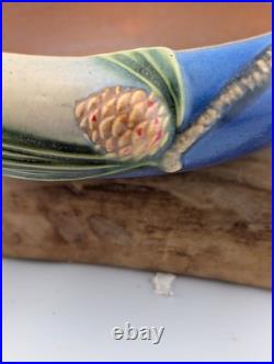 Roseville Art Pottery Pine Cone Handled Bowl Blue Console 6 351-6 original