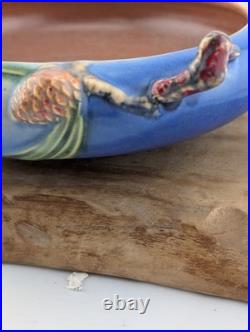 Roseville Art Pottery Pine Cone Handled Bowl Blue Console 6 351-6 original