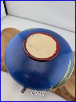 Roseville Art Pottery Pine Cone Handled Bowl Blue Console 6 351-6 original