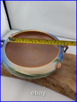 Roseville Art Pottery Pine Cone Handled Bowl Blue Console 6 351-6 original