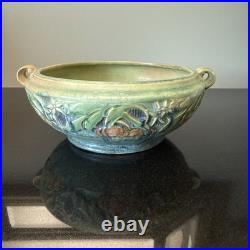 Roseville BANEDA Blue Green 9 Handled Bowl Pumpkin Vine