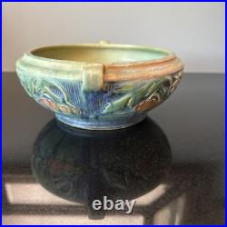 Roseville BANEDA Blue Green 9 Handled Bowl Pumpkin Vine