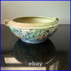 Roseville BANEDA Blue Green 9 Handled Bowl Pumpkin Vine