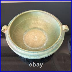 Roseville BANEDA Blue Green 9 Handled Bowl Pumpkin Vine