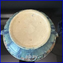 Roseville BANEDA Blue Green 9 Handled Bowl Pumpkin Vine