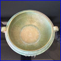 Roseville BANEDA Blue Green 9 Handled Bowl Pumpkin Vine