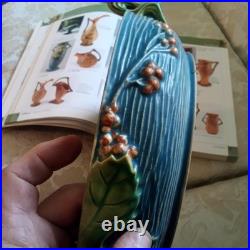 Roseville Blue Flowers Bushberry Blue Bowl Rare Handles Facing Up