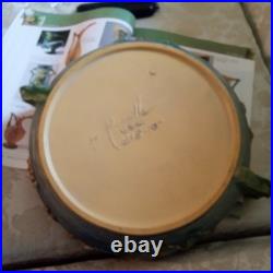 Roseville Blue Flowers Bushberry Blue Bowl Rare Handles Facing Up