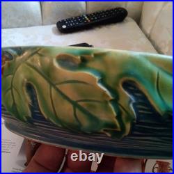 Roseville Blue Flowers Bushberry Blue Bowl Rare Handles Facing Up