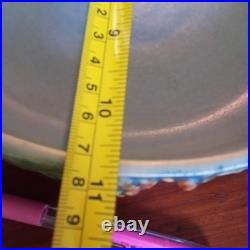 Roseville Blue Flowers Bushberry Blue Bowl Rare Handles Facing Up