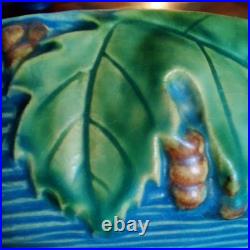 Roseville Blue Flowers Bushberry Blue Bowl Rare Handles Facing Up